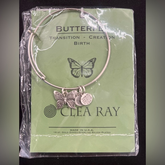 Clea Ray Butterfly Silver Bangle - Picture 3 of 3